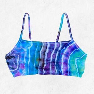 Ice Dyed Sports Bra - Tie Dye Bralette - Hand-dyed Boho Hippie 38 Large